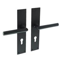Intersteel Deurkruk Jura Hoek 90° op schild profielcilindergat 72mm - mat zwart - thumbnail