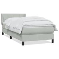 Boxspring met matras fluweel lichtgrijs 90x220 cm - thumbnail