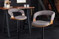 Retro barkruk MANHATTAN grijs structuurmateriaal massief hout met draaibare rugleuning, in hoogte verstelbaar - 44197 - thumbnail