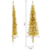 VidaXL Kunstkerstboom half met standaard smal 150 cm goudkleurig - thumbnail