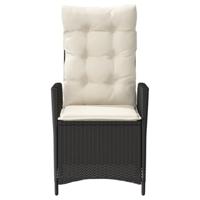 Tuinstoelen 2 st verstelbaar met kussens poly rattan zwart - thumbnail