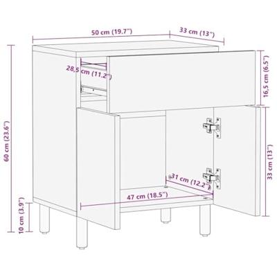 Nachtkastje met lade Bruin 50 x 33 x 60 cm Massief acaciahout