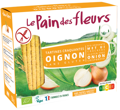 Krokante bio crackers met ui glutenvrij 150 Gram Krokante bio crackers met ui glutenvrij 150 Gram