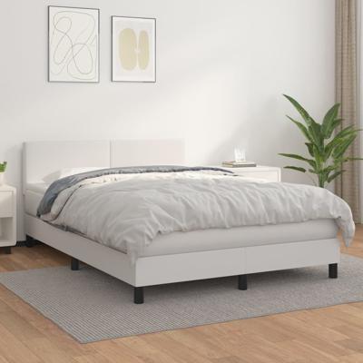 Boxspring met matras kunstleer wit 140x200 cm - thumbnail
