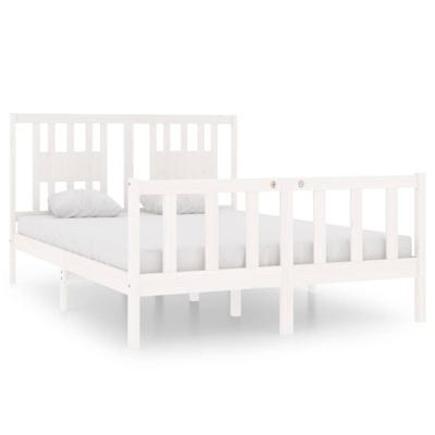 Bedframe massief hout wit 140x190 cm