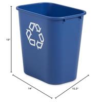 Rubbermaid recylagebak, zonder zijbakjes, 26,6 liter, blauw - thumbnail