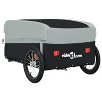 VidaXL Fietstrailer 45 kg ijzer zwart en grijs - thumbnail