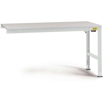 Manuflex LU6116.7035 ESD ESD-werktafel universele standaard aanschuiftafel met kunststof plaat, bxdxh = 2000 x 800 x 766-876 mm Grijs-wit (RAL 7035)