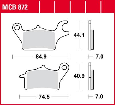 TRW remblokken "mcb 872" brake pad mcb 872 organic standard
