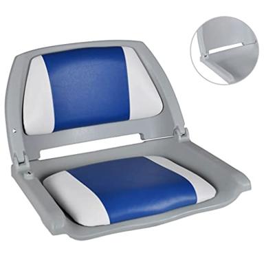 Opklapbare bootstoel met blauw-wit kussen 48x51x41 cm - thumbnail