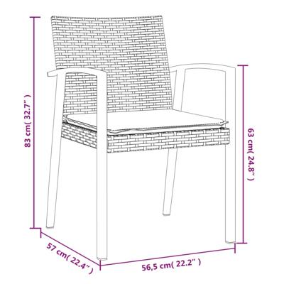 Tuinstoelen 6 st met kussens 56,5x57x83 cm poly rattan zwart