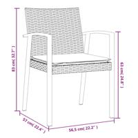 Tuinstoelen 6 st met kussens 56,5x57x83 cm poly rattan zwart - thumbnail