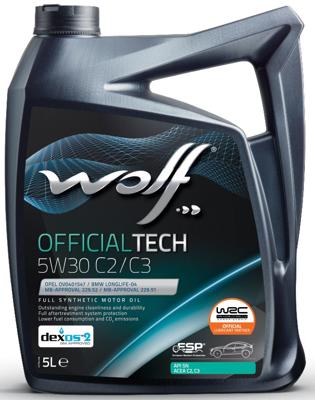 Wolf motorolie "officialtech c2 / c3". motoroil 5w30 5l officialtech c2/c3