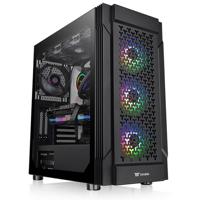 Thermaltake CA-1W2-00M1WN-01 Midi-tower PC-behuizing Zwart 3 voorgeïnstalleerde LED-ventilators, LCS-compatibel, Zijvenster, Geschikt voor DIY-waterkoeling, - thumbnail