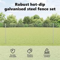 VidaXL Hek met paal zilver 1 x 25 m staal - thumbnail
