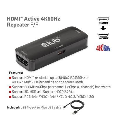 club3D CAC-1307 Repeater HDMI, Micro-USB