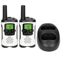 Walkie-Talkie Set | 2 Handsets | Tot 7 km | Frequentiekanalen: 8 | PTT / VOX | 24 uur stand-by | Hoofdtelefoonuitgang | Ingebouwde zaklamp | Wit / Zwart - thumbnail