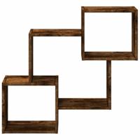 Wandkast 78x18x71 cm bewerkt hout gerookt eikenkleurig - thumbnail