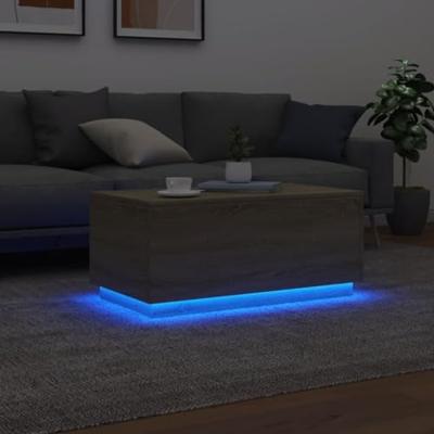 Salontafel met LED-verlichting 90x50x40 cm sonoma eikenkleurig Salontafel met LED-verlichting 90x50x40 cm sonoma eikenkleurig