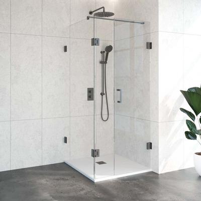 BRAUER Create Complete Profielloze Douchecabine Vierkant 3-delig pendel 90x90 Gunmetal geborsteld 4JC11-90X90M