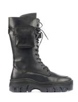 Bronx Dames Enkellaarsjes in Leder (Zwart) - thumbnail