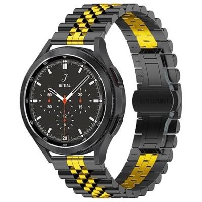 By Qubix - Stalen band - Zwart met goud - Compatible met Garmin Venu 2 / Garmin Venu 3 - Compatible Garmin bandje - Bandbreedte: 22mm