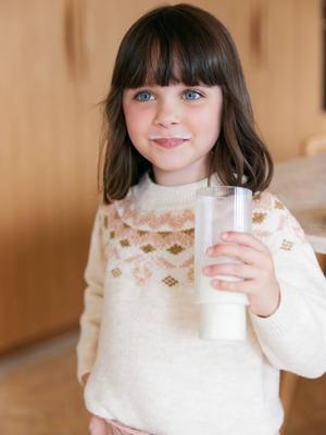 Jacquard trui voor meisjes met glinsterende details vanille