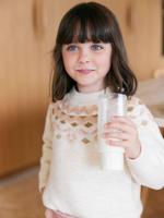 Jacquard trui voor meisjes met glinsterende details vanille - thumbnail