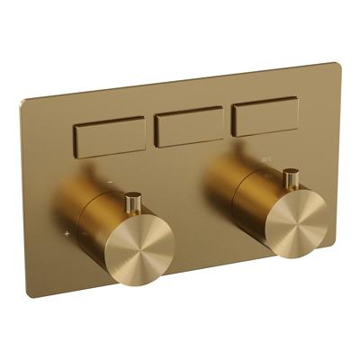 Gold Edition 3-weg inbouwthermostaat goud geborsteld PVD met drukknoppen