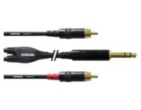 Cordial CFY 3 VCC Audio Y-adapter [1x Jackplug male 6,3 mm - 2x Cinch-stekker] 3.00 m Zwart - thumbnail