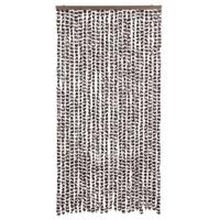 VidaXL Vliegengordijn 100x220 cm chenille bruin en wit - thumbnail