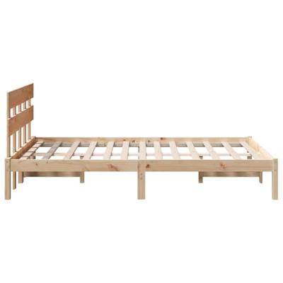 Bedframe met hoofdeinde Bruin 140 x 190 cm Massief grenenhout