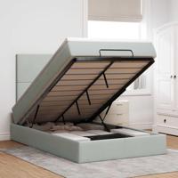 Ottoman bed met matrassen en LED's 120x200cm fluweel lichtgrijs - thumbnail