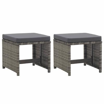 VidaXL Tuinkrukken 2 st met kussens poly rattan antraciet