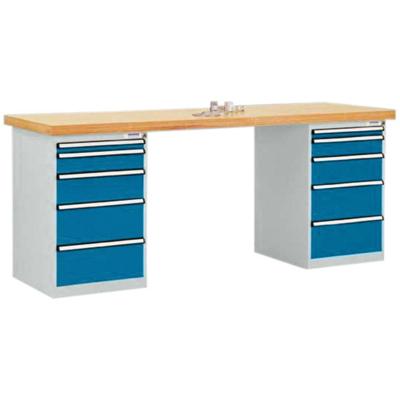 Manuflex TP5092.5007 Werkbank systeem combi, 2-behuizing model 1 met massieve boek schijf, bxdxh = 2000 x 700 x 840 mm Manuflex TP5092.5007 Werkbank systeem combi, 2-behuizing model 1 met massieve boek schijf, bxdxh = 2000 x 700 x 840 mm