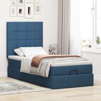 Ottoman bed met matras en LED's 140x190cm stof blauw - thumbnail