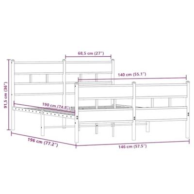 Bedframe zonder matras metaal sonoma eikenkleurig 140x190 cm Bedframe zonder matras metaal sonoma eikenkleurig 140x190 cm
