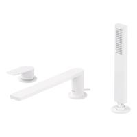 Badrandkraan Tres Project 1-Hendel Rechte Uitloop 23 cm met Omstel en Handdouche Mat Wit - thumbnail