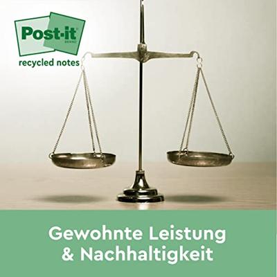 Post-it Recycled notes, 100 vel, ft 76 x 127 mm, geel, pak van 6 blokken