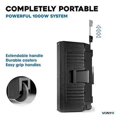 Vonyx VSA700 draagbare speaker op accu met 2x draadloze microfoon