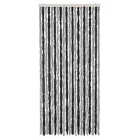 VidaXL Vliegengordijn 90x220 cm chenille grijs en zwart - thumbnail