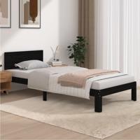 Bedframe massief grenenhout zwart 90x200 cm - thumbnail