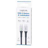 LogiLink CU0431 USB-C-kabel USB 3.2 Gen2x2 USB-C stekker 0.50 m Zwart Met LED, 4K UHD, Stekker past op beide manieren - thumbnail