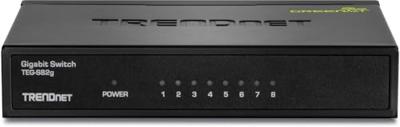 TRENDnet TEG-S82G 8-Port Gigabit GREENnet Switch, Ethernet Splitter, 10/100/1000 Mbps, ventilatorloos, 16 Gbps schakelcapaciteit, metalen behuizing, plug & play,zwart