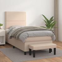 Boxspring met matras kunstleer cappuccinokleurig 90x200 cm - thumbnail