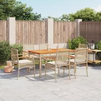 7-delige Tuinset met kussens poly rattan beige - thumbnail