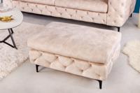 Chesterfield kruk MODERN BAROK 92cm champagne fluwelen voetenbank - 42642 - thumbnail