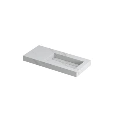 INK Pitch Wastafel Keramische Slab Rechts met Drain en Front en Side Skirts Zonder Kraangat - 1000x450x90 mm - Calacatta Mat