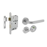 Intersteel Compleet deurklinksetRecht toilet RVS en wit - 0035.210001 - thumbnail