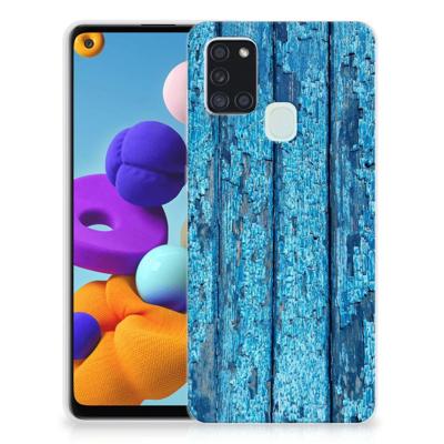 Samsung Galaxy A21s | Bumper Hoesje | Wood Blue